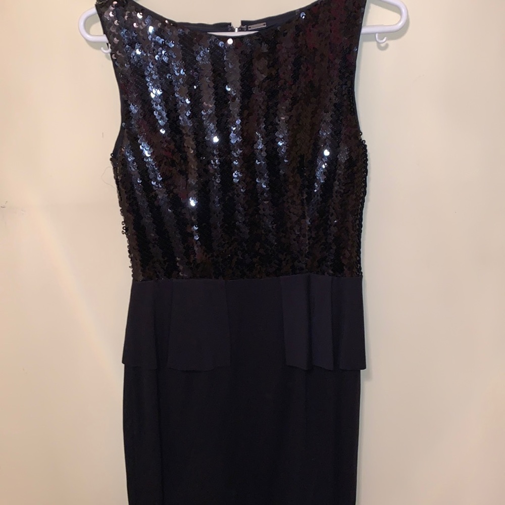 Black sequinned midi dress